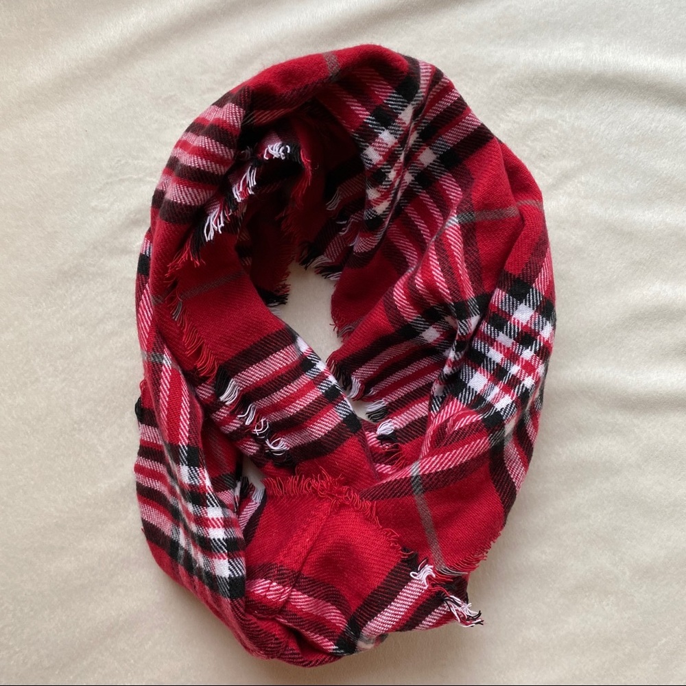 Red Plaid Infinity Scarf